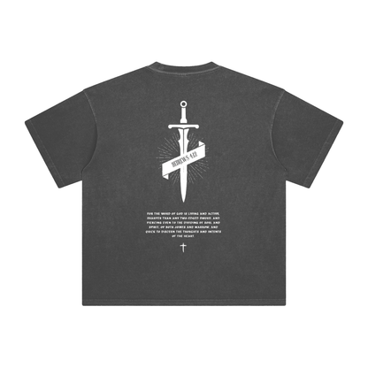 Discipled 5 "HEBREWS 4:12" Men's Oversized Washed Tee