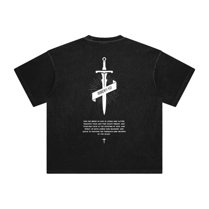 Discipled 5 "HEBREWS 4:12" Men's Oversized Washed Tee